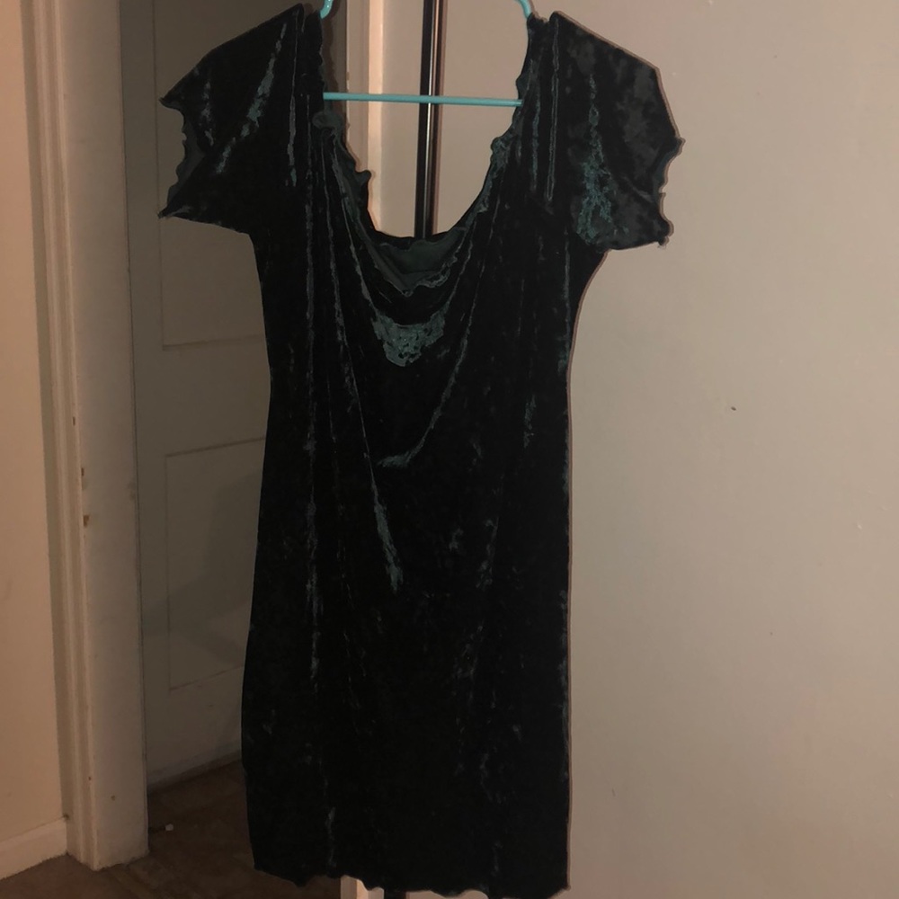 Green velvet dress